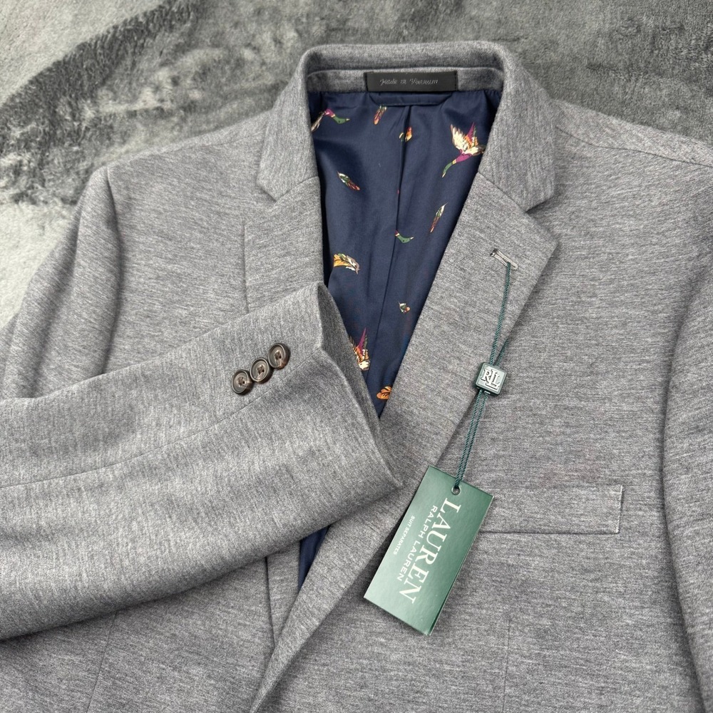 Lauren Ralph Lauren Mens Grey Two Button Sport Coat Blazer 18R